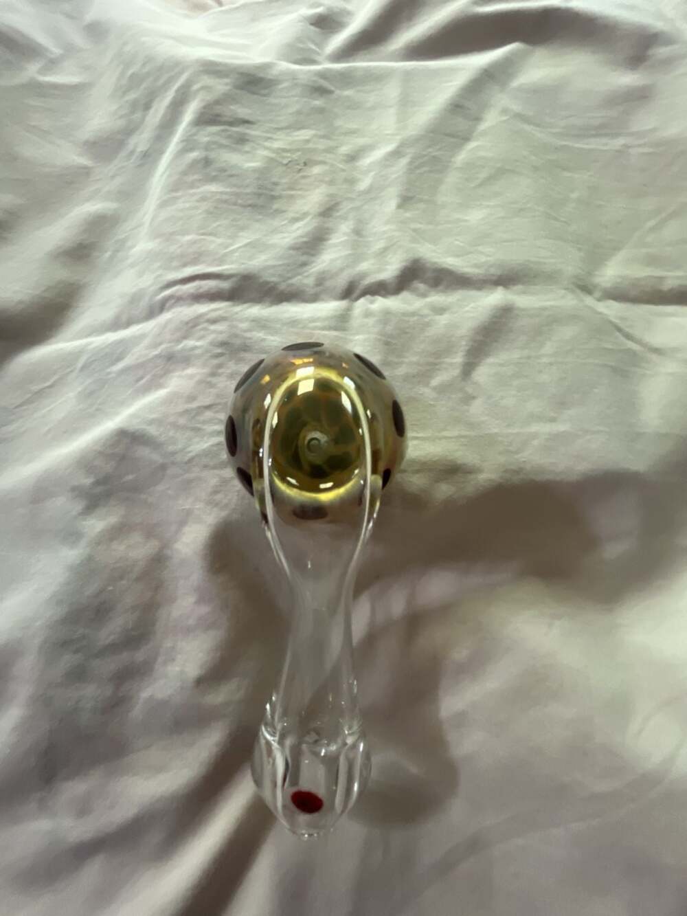 Hand Blown Glass Spoon Piece with Polka Dot Pattern - Picture 8 of 8